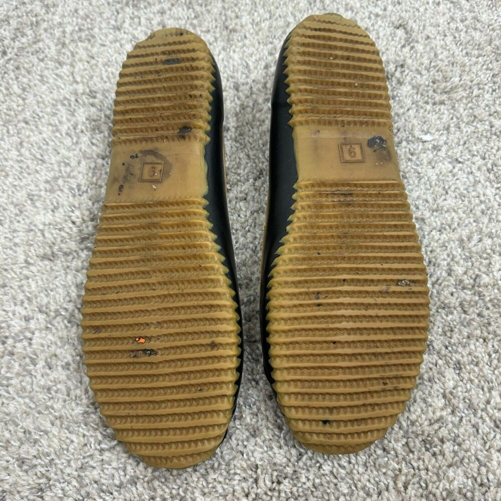 Women's Chooka Sz 6 Duck Skimmer Shoes Black Caramel Rain Loafers Rubber Flats - Picture 5 of 9